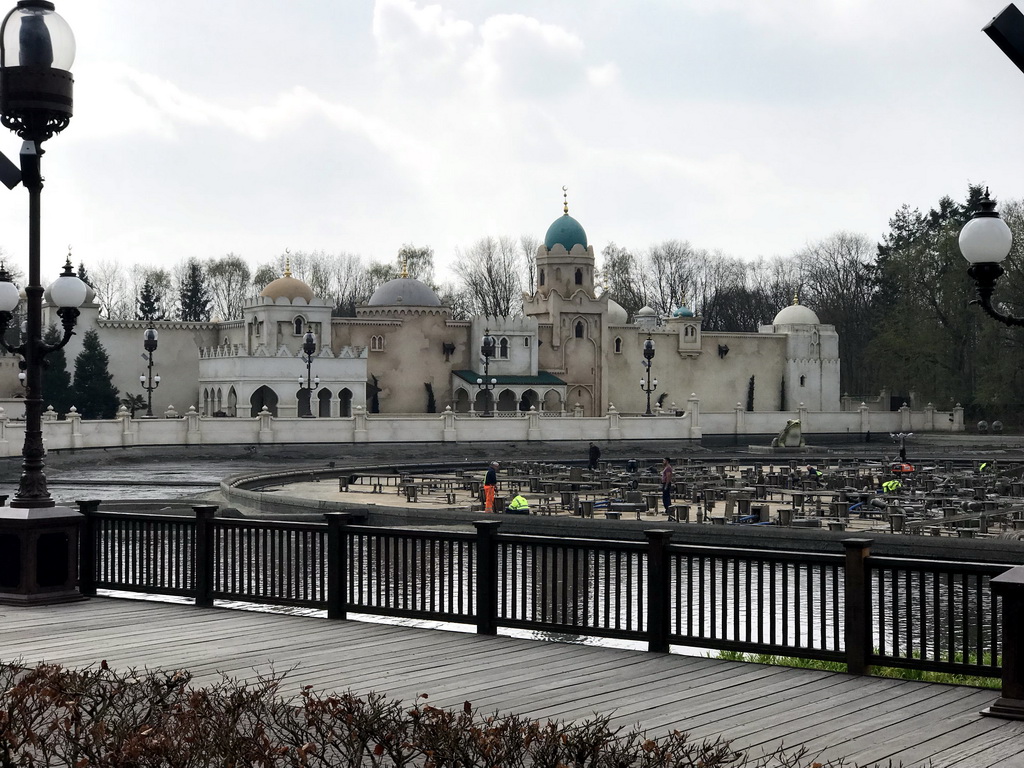 The Aquanura lake, under renovation, and the Fata Morgana attraction at the Anderrijk kingdom