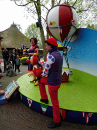 Actors and hand puppets at the Jokie and Jet attraction at the Carnaval Festival Square at the Reizenrijk kingdom