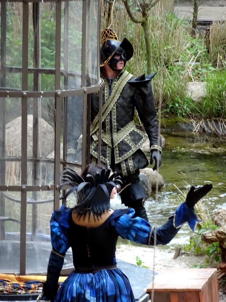 Actors on the stage of the Raveleijn theatre at the Marerijk kingdom, during the Raveleijn Parkshow