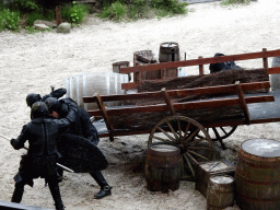 Actors on the stage of the Raveleijn theatre at the Marerijk kingdom, during the Raveleijn Parkshow