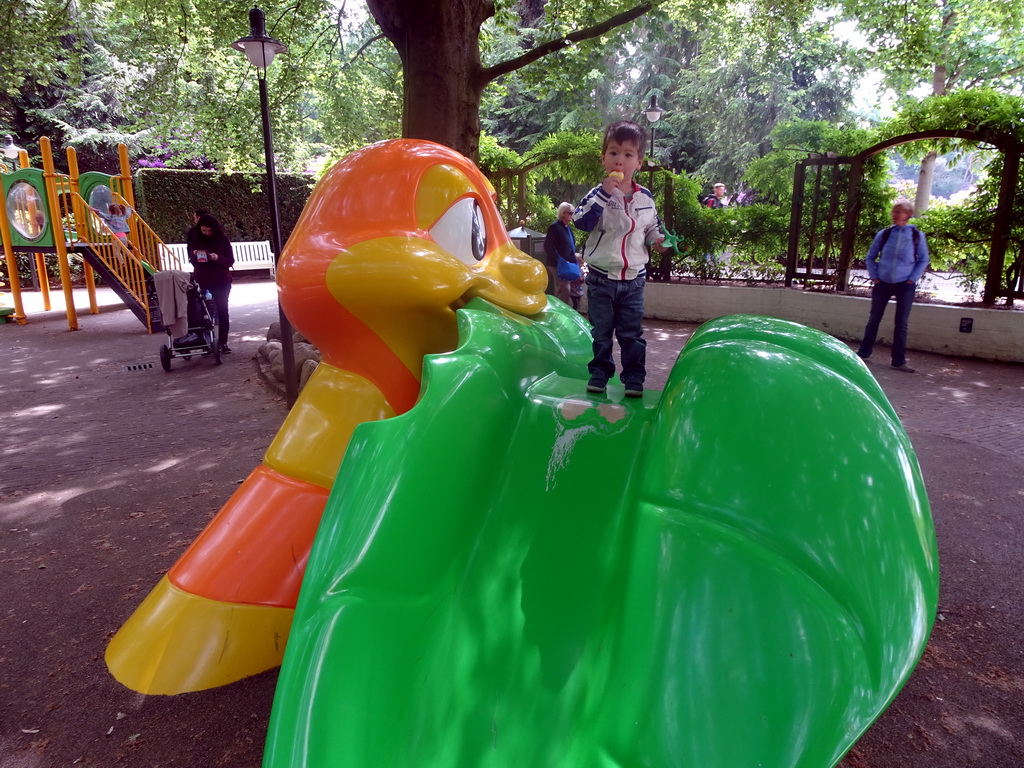 Max on a slide at the Kleuterhof playground at the Reizenrijk kingdom