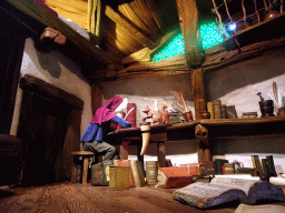 Writing gnome in a house at the Gnome Village attraction at the Fairytale Forest at the Marerijk kingdom