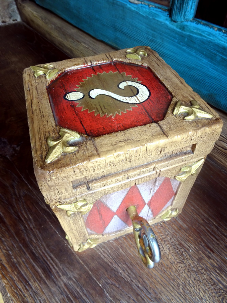 Music box in front of Geppetto`s House at the Pinocchio attraction at the Fairytale Forest at the Marerijk kingdom