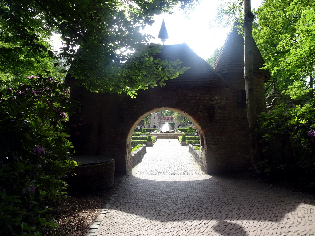 Back side of the gate at the Herautenplein square at the Fairytale Forest at the Marerijk kingdom