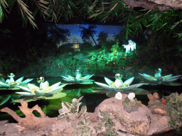 The Witch, the Frogs, the Water Lilies and the Fakir`s Tower at the Indian Water Lilies attraction at the Fairytale Forest at the Marerijk kingdom