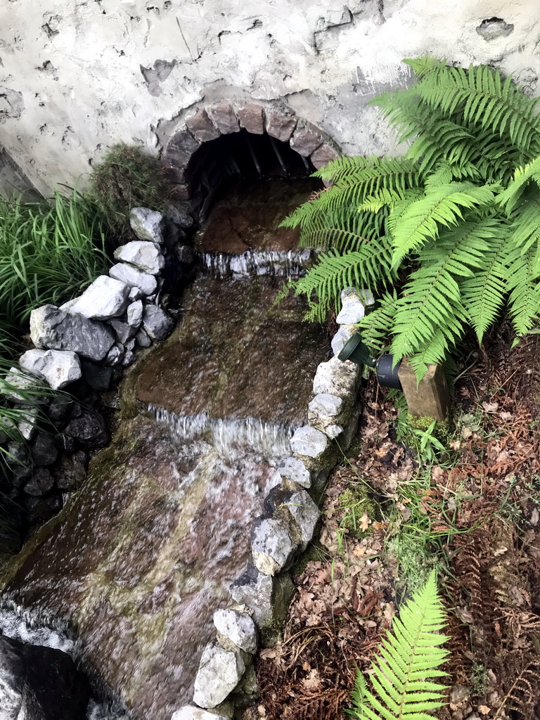 Waterfall in front of the Little Match Girl attraction at the Fairytale Forest at the Marerijk kingdom