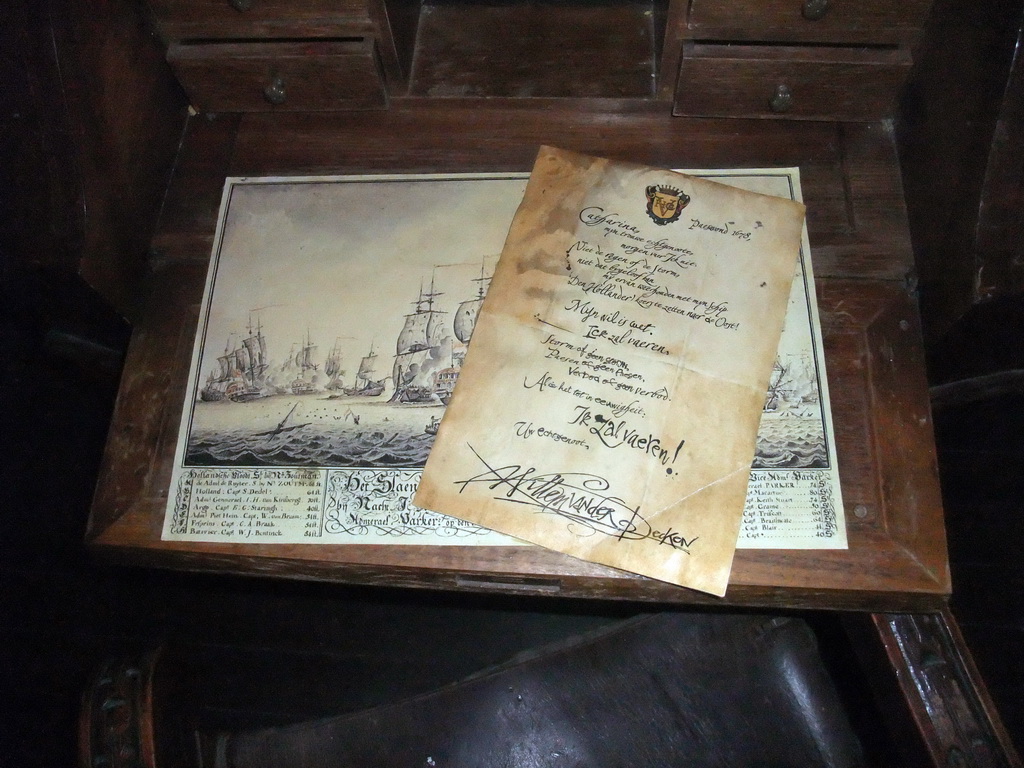 Drawing and letter inside the Vliegende Hollander attraction at the Ruigrijk kingdom