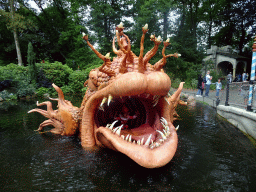 Giant fish with Pinocchio inside at the Pinocchio attraction at the Fairytale Forest at the Marerijk kingdom