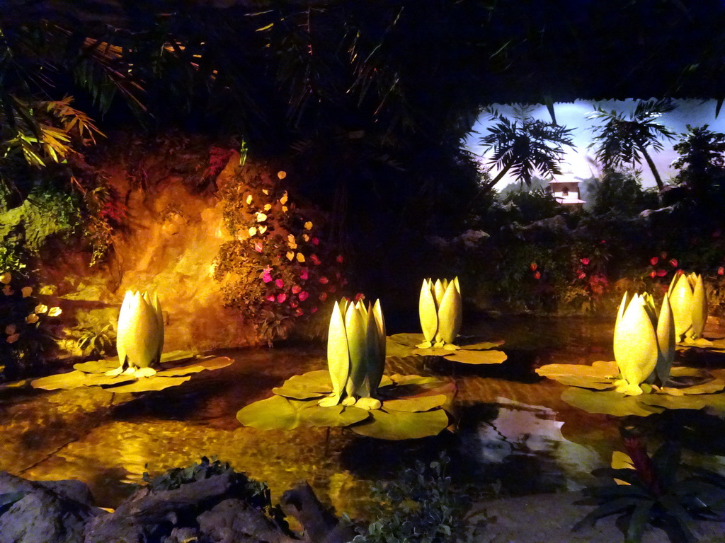 Interior of the Indian Water Lilies attraction at the Fairytale Forest at the Marerijk kingdom