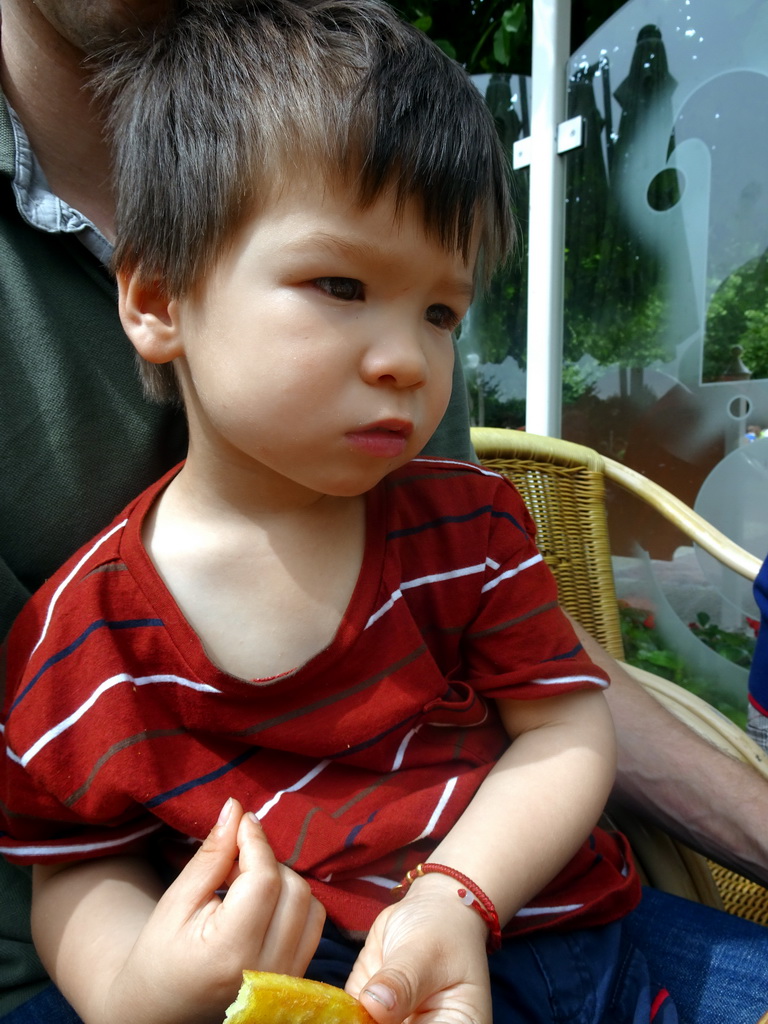 Max having lunch at the terrace of the Panorama Restaurant at the Reizenrijk kingdom