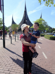 Max and his grandmother in front of the House of the Five Senses, the entrance to the Efteling theme park