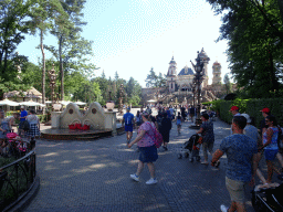 The Pardoes Promenade at the Marerijk kingdom and the front of the Symbolica attraction at the Fantasierijk kingdom