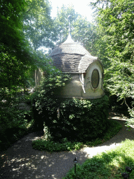 The Lot`s Kraamhuys building at the Laafland attraction at the Marerijk kingdom, viewed from the monorail