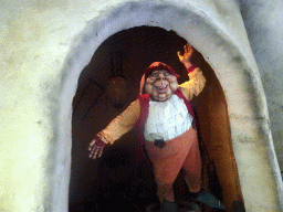 Laaf person in the Lavelhuys building at the Laafland attraction at the Marerijk kingdom, viewed from the monorail