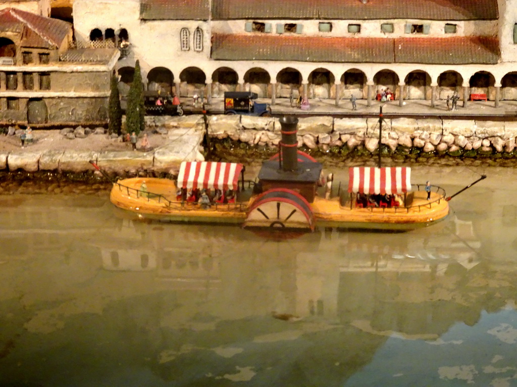 Boat at the miniature world at the Diorama attraction at the Marerijk kingdom