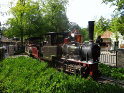 Steam train at the Carrouselplein square at the Marerijk kingdom