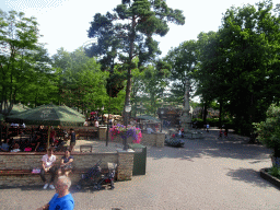 The Ruigrijkplein square and the Python attraction at the Ruigrijk kingdom, viewed from the Polka Marina attraction