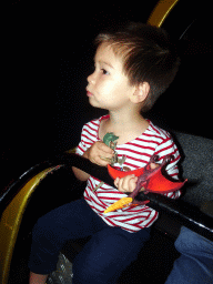 Max with Dinosaur toys at the Carnaval Festival attraction at the Reizenrijk kingdom