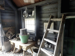 Interior of a shed at the Kinderspoor attraction at the Ruigrijk kingdom, viewed from the train