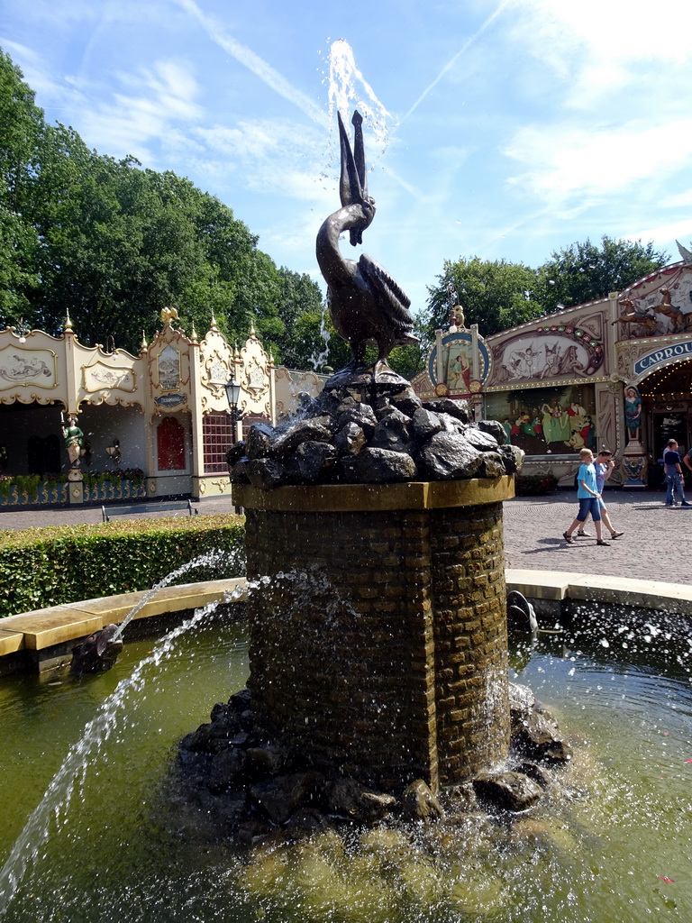 Pelican fountain at the Carrouselplein square at the Marerijk kingdom