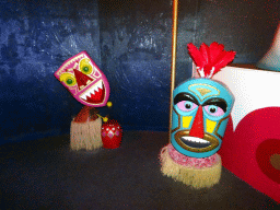 Masked drummers at the Hawaiian scene at the Carnaval Festival attraction at the Reizenrijk kingdom