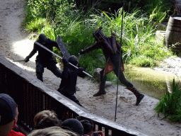 Actors on the stage of the Raveleijn theatre at the Marerijk kingdom, during the Raveleijn Parkshow