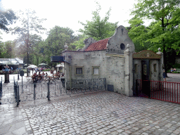 Back side of the In den Hoorn des Overvloeds restaurant at the Anton Pieck Plein square at the Marerijk kingdom, viewed from the Anton Pieck Carousel