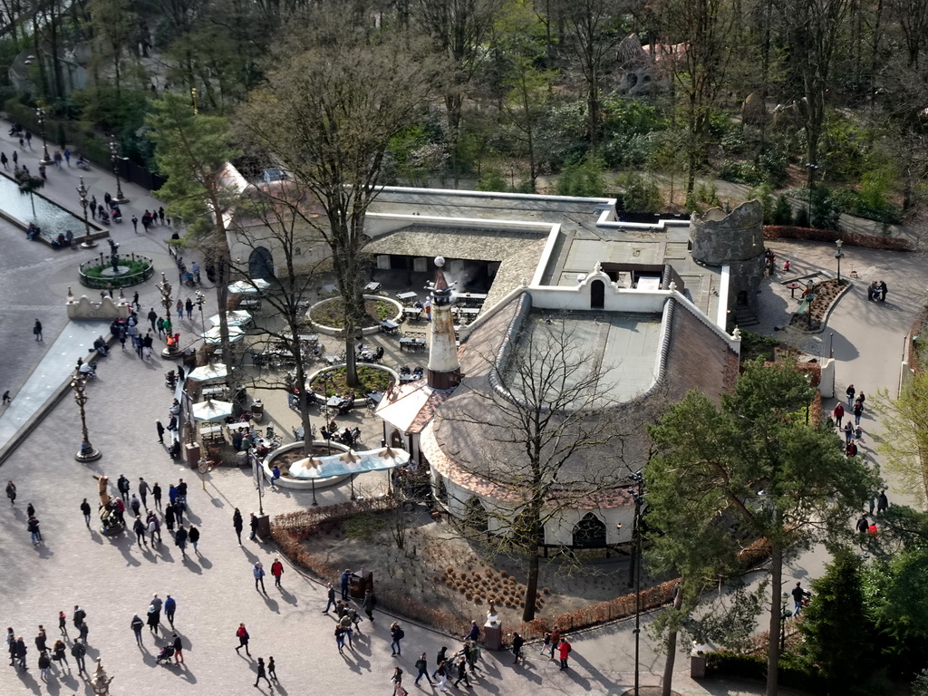 The Polles Keuken restaurant at the Fantasierijk kingdom, viewed from the Pagoda attraction at the Reizenrijk kingdom