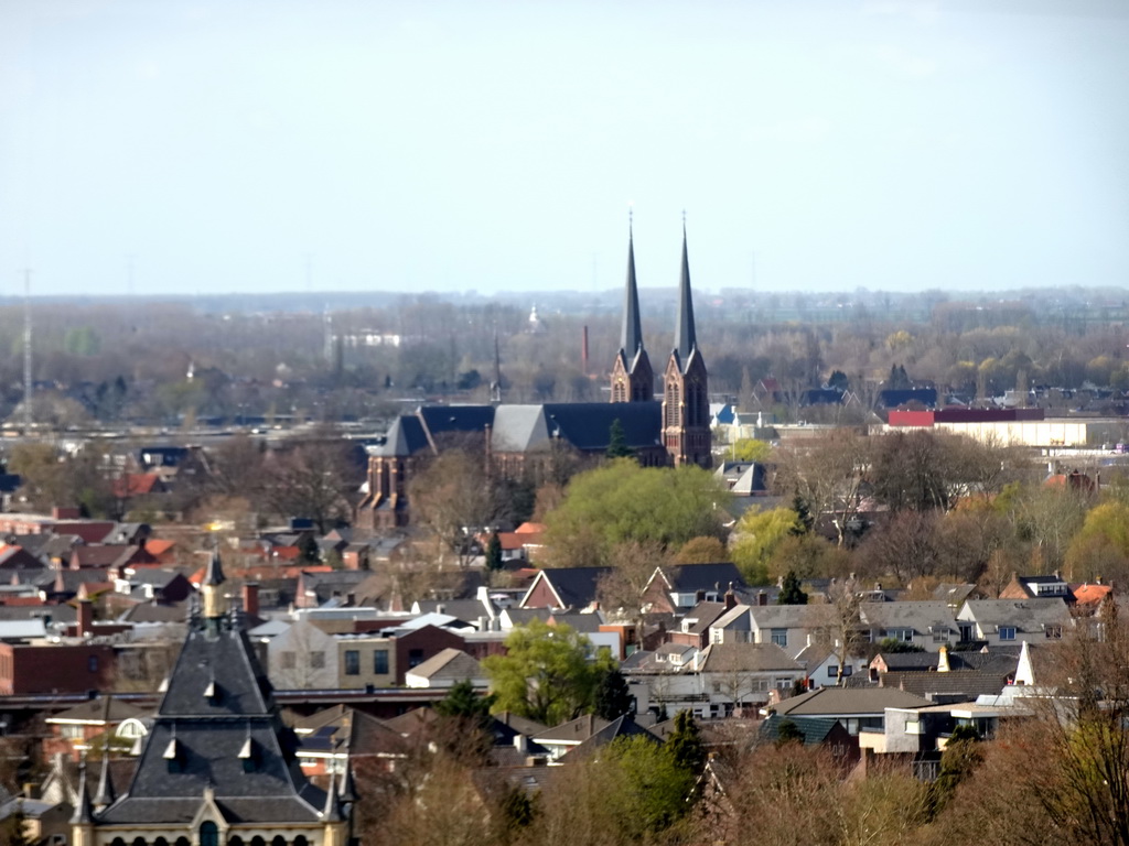 The Sint-Johannes de Doperkerk church at Kaatsheuvel, viewed from the Pagoda attraction at the Reizenrijk kingdom