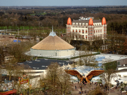 The Vogel Rok attraction at the Reizenrijk kingdom and the Efteling Hotel, viewed from the Pagode attraction