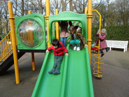 Max on a slide at the Kleuterhof playground at the Reizenrijk kingdom