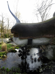 The Lal`s Brouwhuys building at the Laafland attraction at the Marerijk kingdom, viewed from the monorail