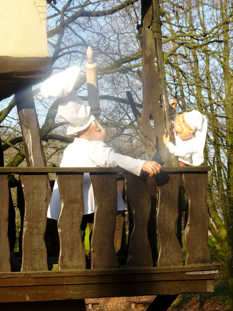 Laaf people at the Lariekoekhuys building at the Laafland attraction at the Marerijk kingdom, viewed from the monorail