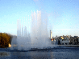 The Aquanura lake at the Fantasierijk kingdom and the Fata Morgana attraction at the Anderrijk kingdom, during the water show