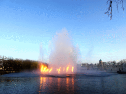 The Aquanura lake at the Fantasierijk kingdom and the Fata Morgana attraction at the Anderrijk kingdom, during the water show