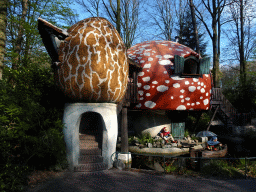 House with fishing gnomes at the Gnome Village attraction at the Fairytale Forest at the Marerijk kingdom