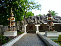 Statues in front of the Indian Water Lilies attraction at the Fairytale Forest at the Marerijk kingdom