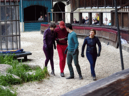 Actors on the stage of the Raveleijn theatre at the Marerijk kingdom, during the Raveleijn Parkshow