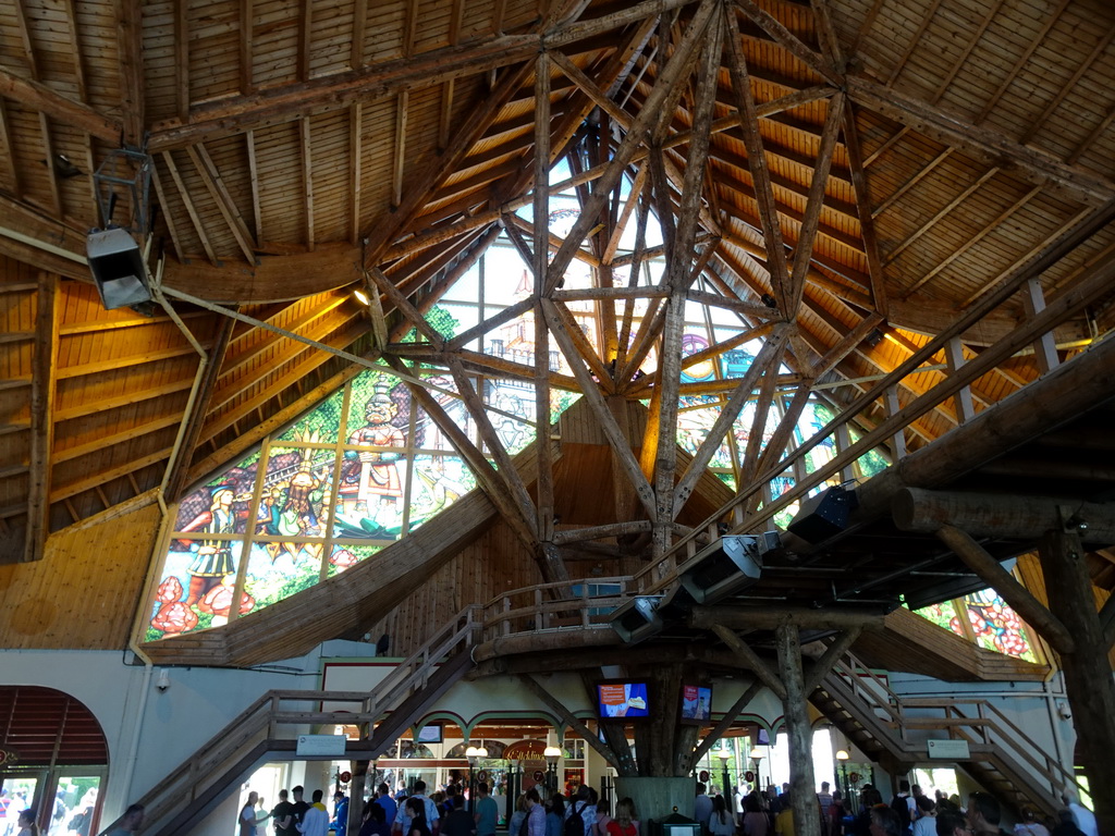 `Stained glass` drawings at the House of the Five Senses, the entrance to the Efteling theme park