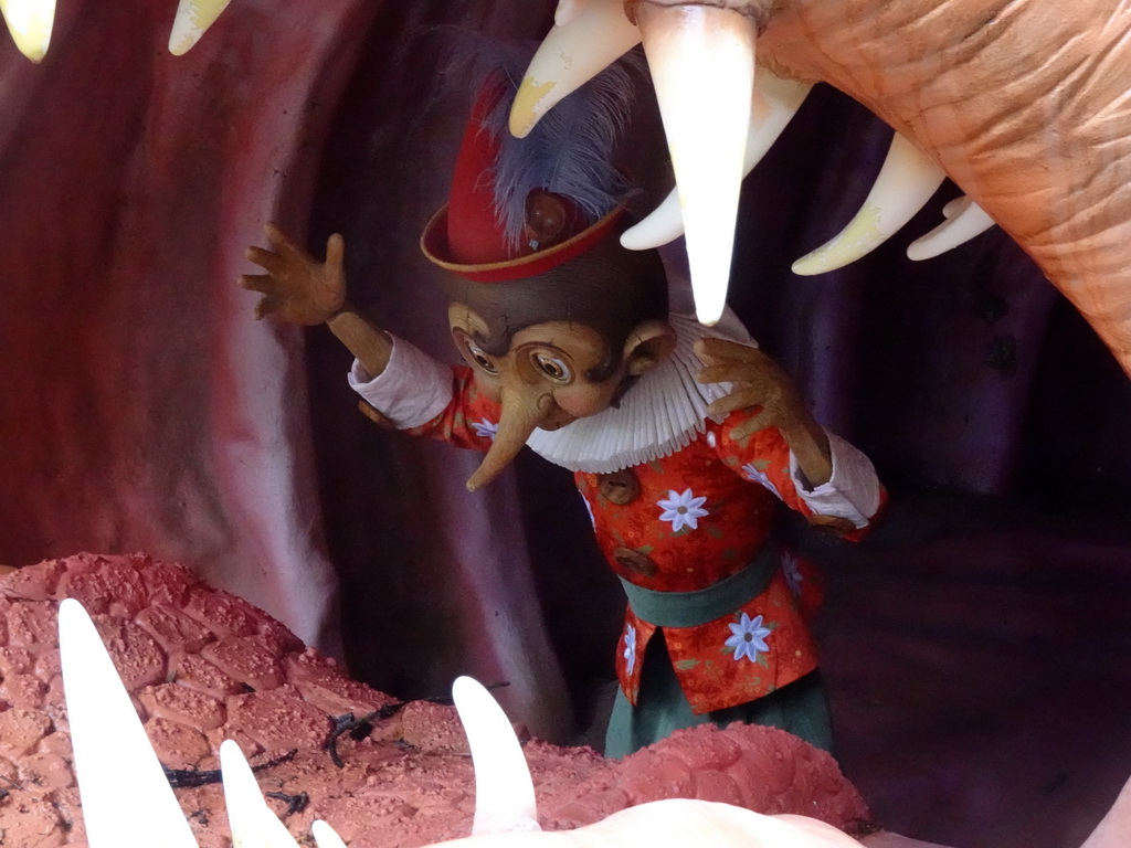 Pinocchio in the giant fish at the Pinocchio attraction at the Fairytale Forest at the Marerijk kingdom