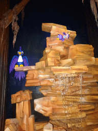 Waterfall, bird and Jet at the African scene at the Carnaval Festival attraction at the Reizenrijk kingdom