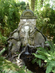 Elephant fountain at the waiting line for the Pandadroom attraction at the Anderrijk kingdom