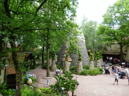 The Laafs Loerhuys building at the Laafland attraction at the Marerijk kingdom, viewed from the monorail