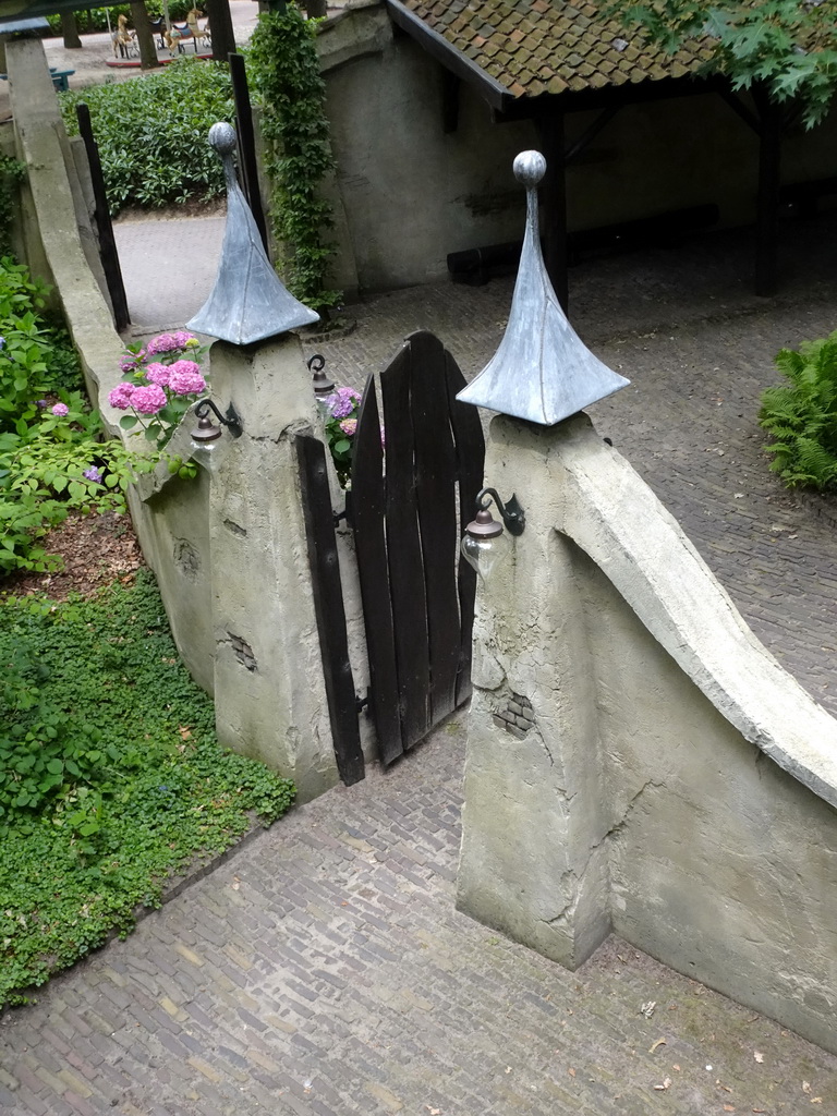 Gate at the Laafland attraction at the Marerijk kingdom, viewed from the monorail