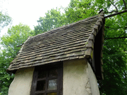 Small building near the Lal`s Brouwhuys building at the Laafland attraction at the Marerijk kingdom, viewed from the monorail