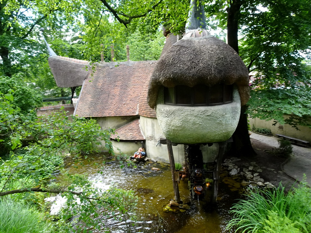 The Lal`s Brouwhuys building at the Laafland attraction at the Marerijk kingdom, viewed from the monorail