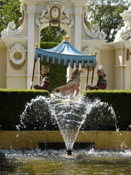 The Emperor and his servants at the Emperor`s New Clothes attraction at the Fairytale Forest at the Marerijk kingdom