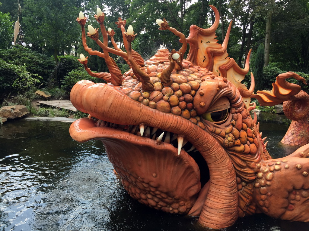 Giant fish at the Pinocchio attraction at the Fairytale Forest at the Marerijk kingdom