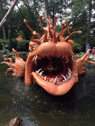 Giant fish with Pinocchio inside at the Pinocchio attraction at the Fairytale Forest at the Marerijk kingdom