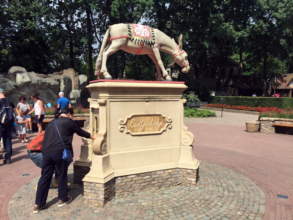 Miaomiao at the Donkey Lift Your Tail attraction at the Fairytale Forest at the Marerijk kingdom